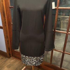 Laundry By Shelli Segal Black Dress with Sequin Hem